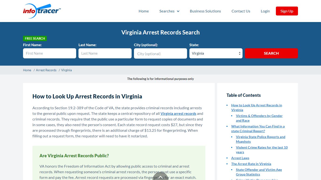 Virginia Arrest Records - Find VA Criminal Records Online